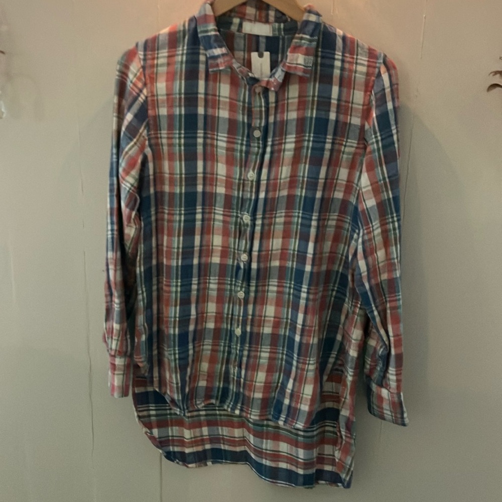 CP Shades NWT Anthropologie Womens Small Flannel Shirt Blue Pink Green Plaid